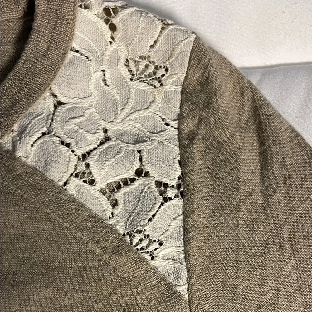 J. Crew Merino Wool Crewneck with Lace Shoulder Detail - Small